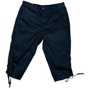 Basic Editions Women’s Large Black Cropped Pants Cotton Polyester Capri